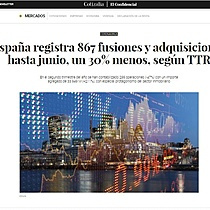 Espaa registra 867 fusiones y adquisiciones hasta junio, un 30% menos, segn TTR